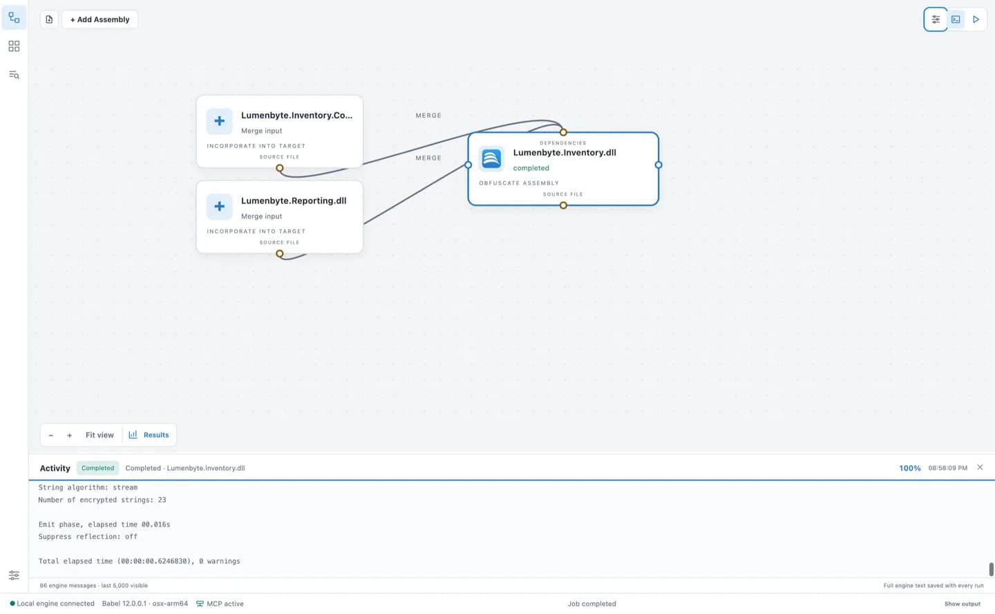 Run the actual Babel engine. Follow progress and inspect warnings.